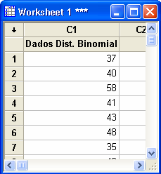 De forma equivalente, na janela Session, digite os seguintes comandos: MTB > Random 10