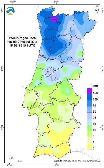 2 mm), Montalegre (108.7 mm), Lamas de Mouro (100.2 mm) e V. Nova de Cerveira (100.0 mm). Referem-se ainda os valores da precipitação registados em Vinhais, 99.8 mm, Vila Real, 91.8 mm, Bragança, 69.