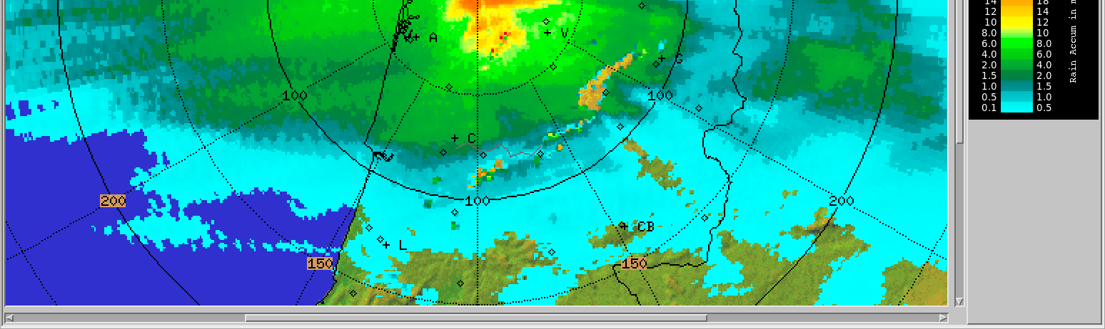 Na Figura 6 apresenta-se a distribuição espacial dos valores da quantidade de precipitação registados entre as 09 horas do dia 15 e as 09 horas do dia 16 de setembro.