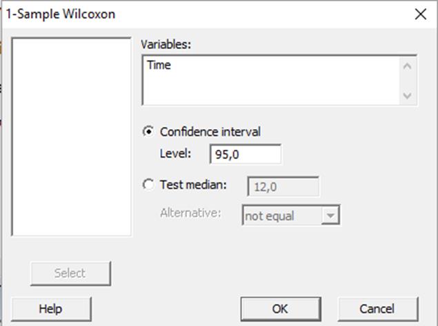 Testes de Wilcoxon para 1 amostra Intervalo de Confiança Interpretação O intervalo de