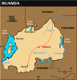 Ruanda foi colonizada pela Bélgica. Está localizada na África central e possui cerca de 8,2 milhões de habitantes.