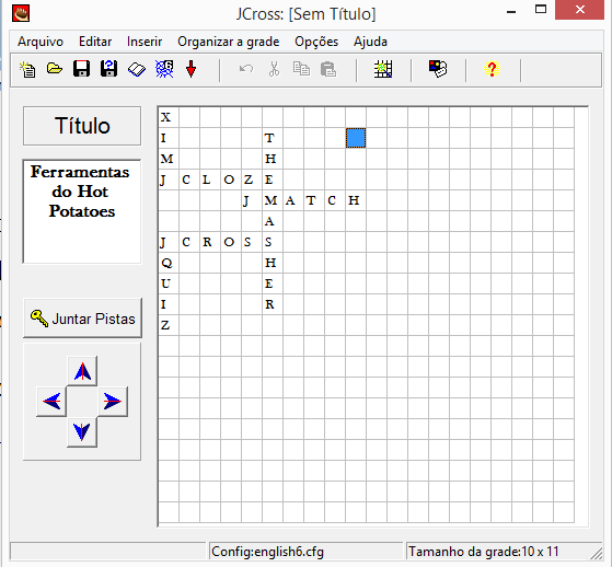 atividade uma cruzadinha. do JQuiz exibida no browser.