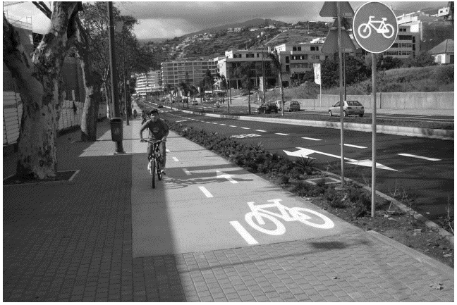 Figura 25 Ciclovia da Estrada Monumental. Fonte: CMF (2015). De destacar a existência nesta área, de infraestruturas de apoio, quer privadas, quer públicas do concelho do Funchal.