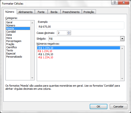 8. Clique com o botão direito do mouse em qualquer local da faixa selecionada e, no menu de opções que é exibido clique em Formatar células... 9.