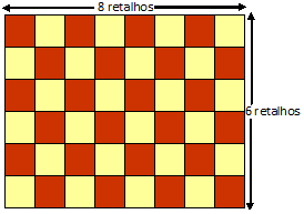 Questão 03: Uma costureira confecciona 15 toalhas de retalho por semana. Todos os retalhos tem o formato de um quadrado de 30 cm de lado.