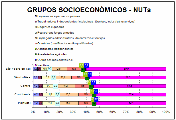 6.2. Grupos socioeconómicos Numa análise mais detalhada da composição socioeconómica e dos grupos sociais que ela incorpora na dinâmica social, que sobressai do gráfico 45, S.