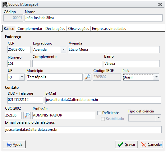 Para ir ao cadastro de sócios acesse PHD > Sócios.