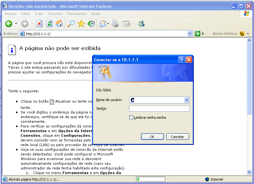 e) Se não for possível acessar o site, é necessário reconfigurar o modem roteador. Essa configuração depende do modelo de modem existente.