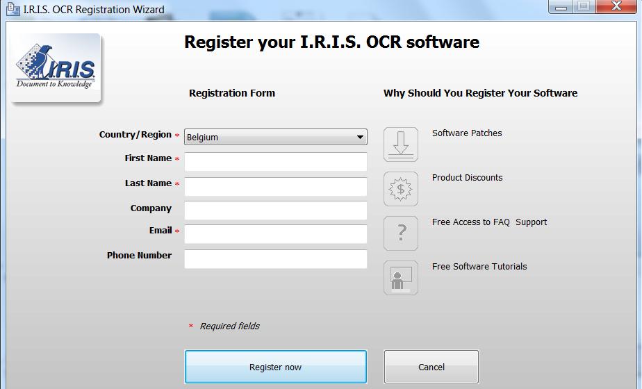 REGISTO Ao iniciar o IRISCompressor pela primeira vez, é-lhe solicitado que se registe.