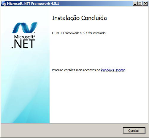 3. Para finalizar a instalação do.net Framework 4.5.1 deve clicar em Concluir.