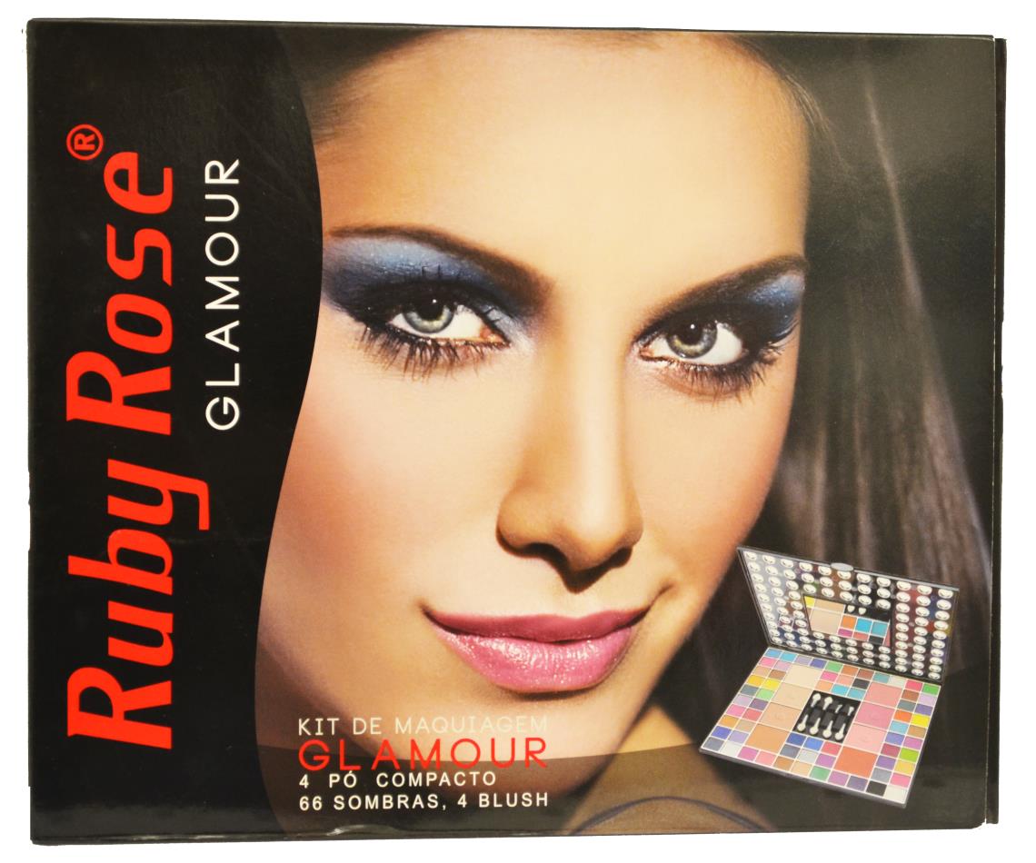 9 a 11 anos e 11 meses - Meninas Kit Maquiagem Glamour c/66 sombras Ruby Rose Kit de Maquiagem