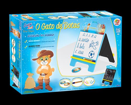 3 a 5 anos - Meninos Lousa 2 em 1 Gato de Botas Junges