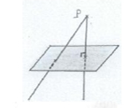 Identificar, dado um ponto P e um plano, a «distância entre o ponto e o plano» como a distância de P à respetiva projeção ortogonal em e provar que é inferior à distância de P a qualquer outro ponto