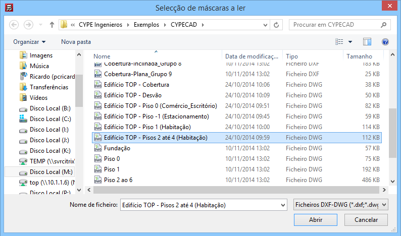 15 Fig. 1.12 Surge a janela Ficheiros disponíveis com todos os ficheiros importados.