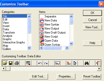 Ainda em relação ao menu Edit, o comando Options permite formatar a forma como se visualizam os resultados, as janelas, ou mesmo os gráficos, tabelas, ou ainda o texto que os acompanha.