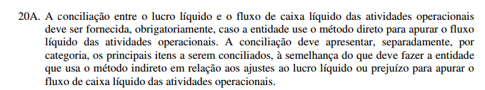 Demonstração dos Fluxos de Caixa Método de Apresentação dos Fluxos de Caixa Operacional: Quando se elabora a