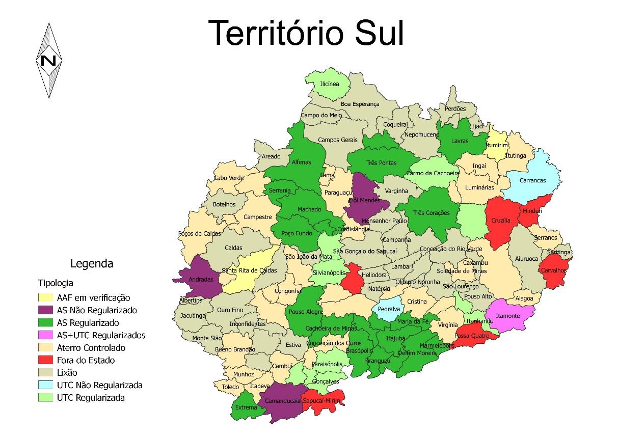 41 SUL O Território de Desenvolvimento Sul é formado por 119 municípios e possui uma população urbana de 1.665.363 habitantes, considerando dados do Censo IBGE 2010.