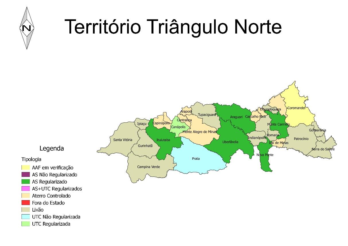 45 TRIÂNGULO NORTE O Território de Desenvolvimento Triângulo Norte é formado por 30 municípios e possui uma população urbana de 1.105.