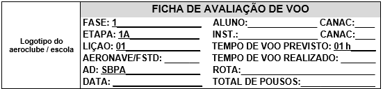 Minuta IS IFR prático - Lição que for repetida: (IN ou NO) Lição: R1 Lição: R2.