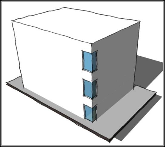 Simulação Figura 6-4. Modelo de Referência com aberturas não proporcionais ao edifício proposto. Figura 6-5. Modelo de Referência correto.