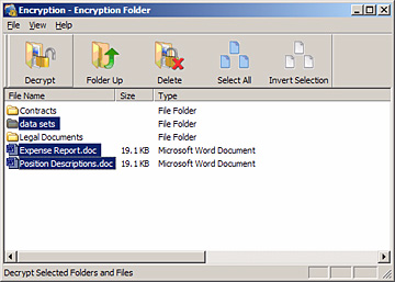 Gerenciamento da segurança Gerenciamento de uma pasta Encryption Descriptografia de arquivos e pastas Para descriptografar arquivos ou pastas e