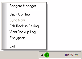 Introdução Uso do ícone Seagate Status Uso do ícone Seagate Status Após instalar a unidade, o ícone Seagate Status (Status do Seagate) aparece na área de notificação da barra de tarefas na área de