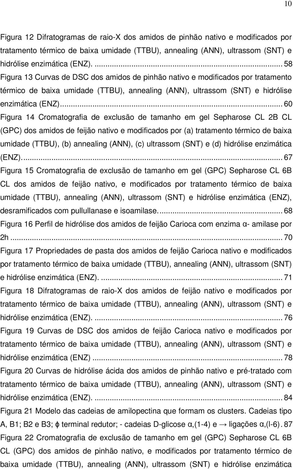 .. 60 Figura 14 Cromatografia de exclusão de tamanho em gel Sepharose CL 2B CL (GPC) dos amidos de feijão nativo e modificados por (a) tratamento térmico de baixa umidade (TTBU), (b) annealing (ANN),