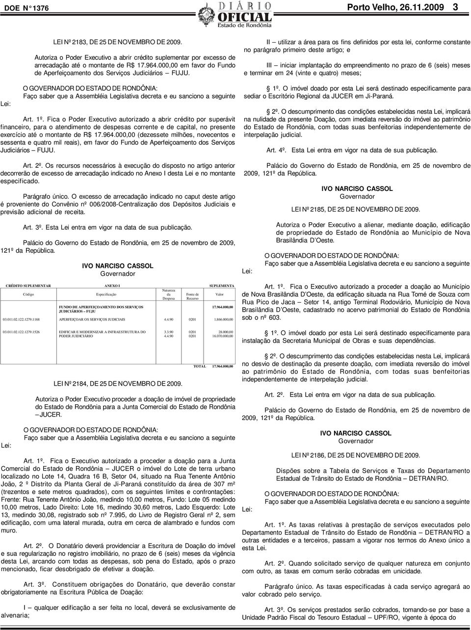 Fica o Poder Executivo autorizado a abrir crédito por superávit financeiro, para o atendimento de despesas corrente e de capital, no presente exercício até o montante de R$ 17.964.