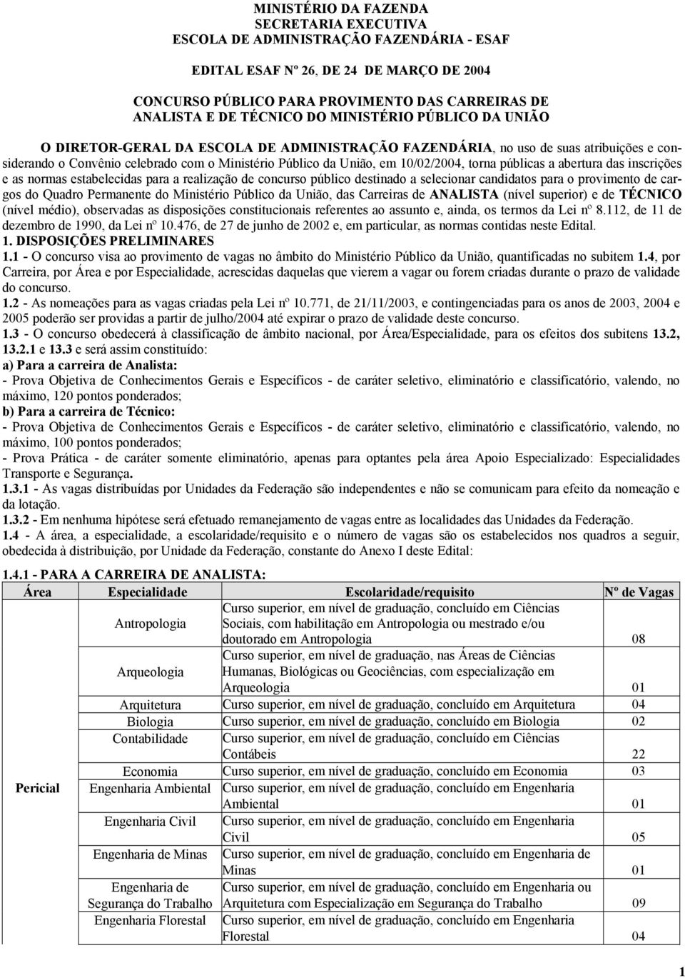 torna públicas a abertura das inscrições e as normas estabelecidas para a realização de concurso público destinado a selecionar candidatos para o provimento de cargos do Quadro Permanente do