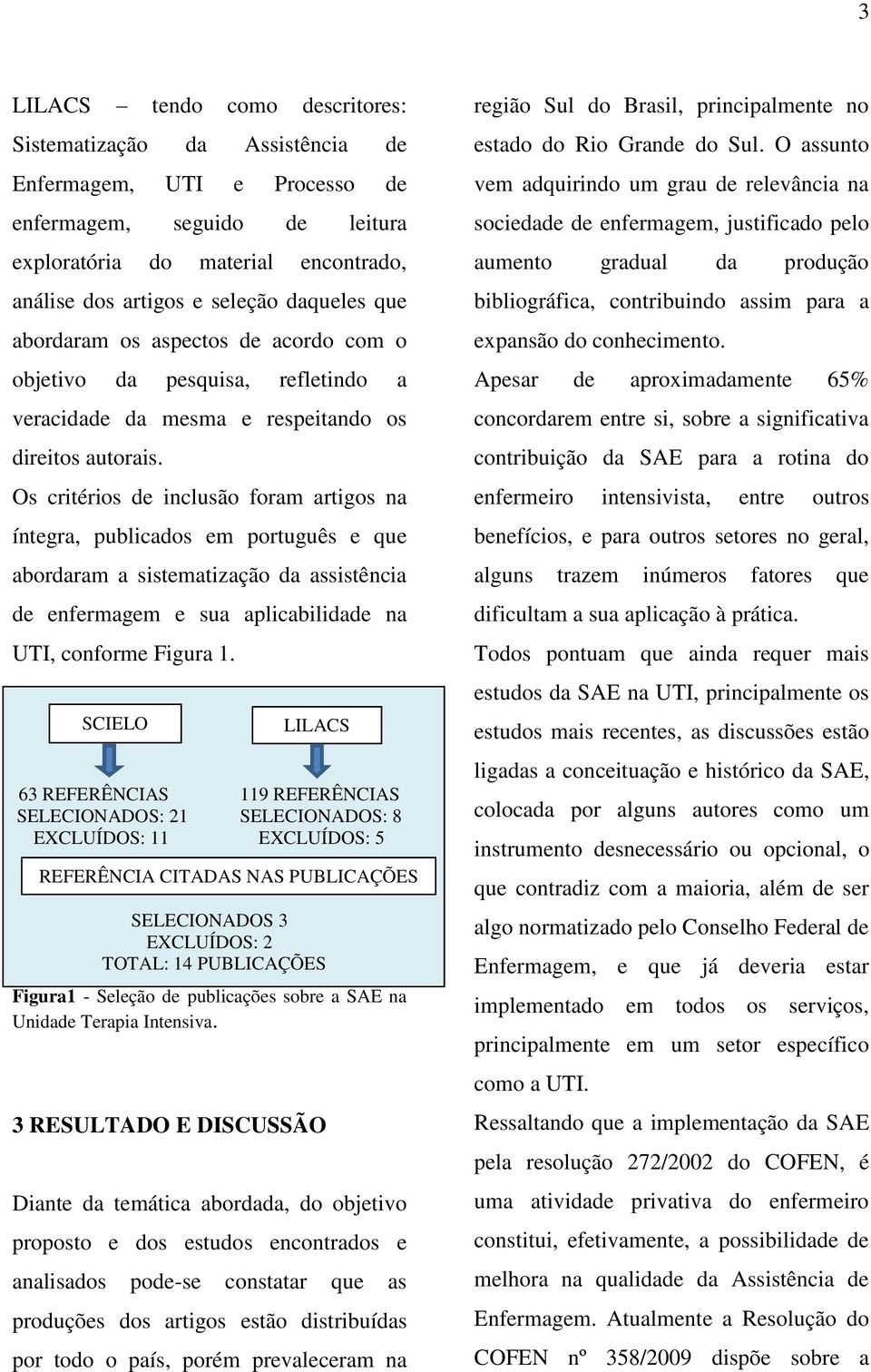 Os critérios de inclusão foram artigos na íntegra, publicados em português e que abordaram a sistematização da assistência de enfermagem e sua aplicabilidade na UTI, conforme Figura 1.
