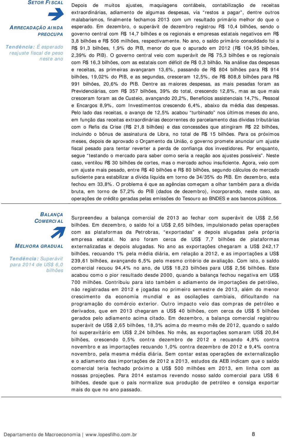 Em dezembro, o superávit de dezembro registrou R$ 10,4 bilhões, sendo o governo central com R$ 14,7 bilhões e os regionais e empresas estatais negativos em R$ 3,8 bilhões e R$ 506 milhões,