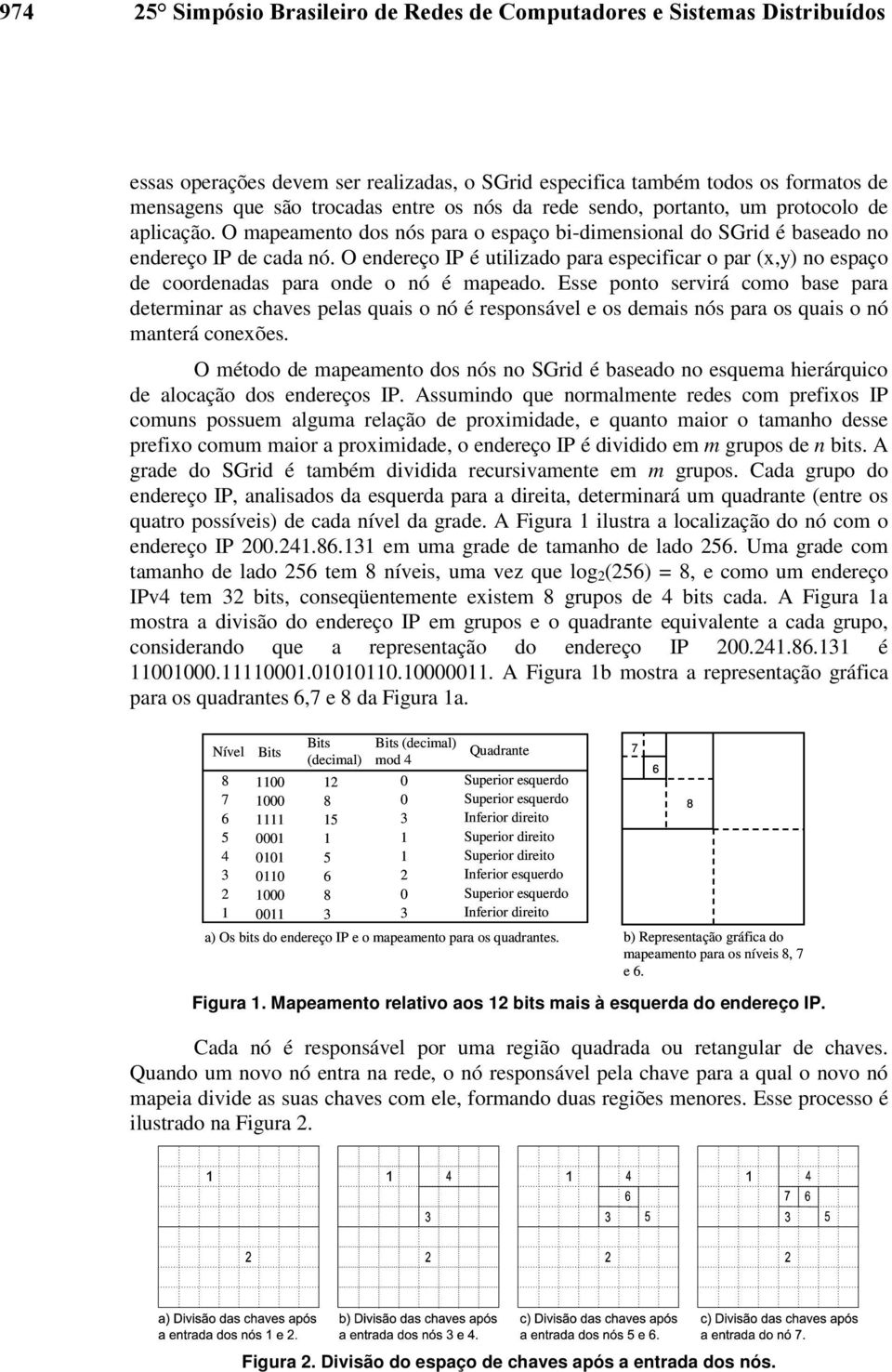 O endereço IP é utilizado para especificar o par (x,y) no espaço de coordenadas para onde o nó é mapeado.