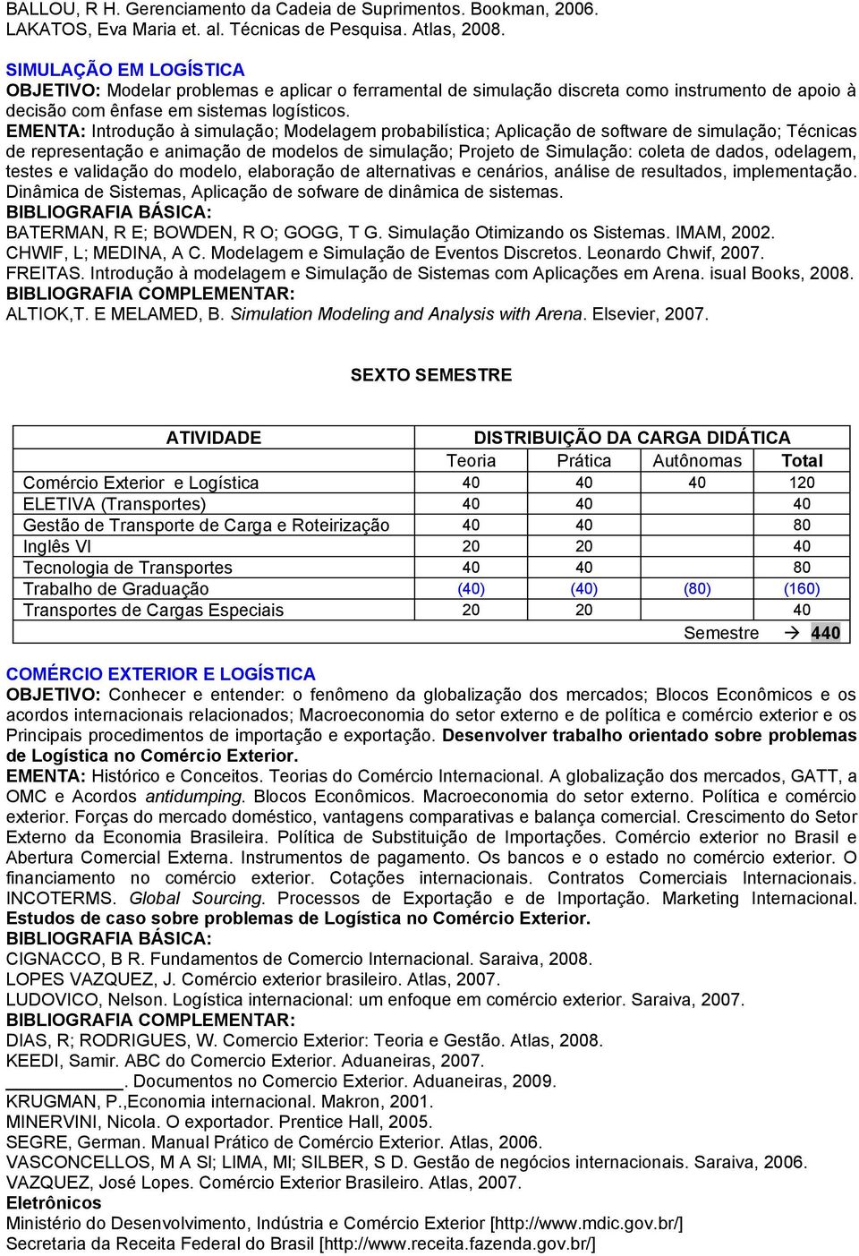 EMENTA: Introdução à simulação; Modelagem probabilística; Aplicação de software de simulação; Técnicas de representação e animação de modelos de simulação; Projeto de Simulação: coleta de dados,