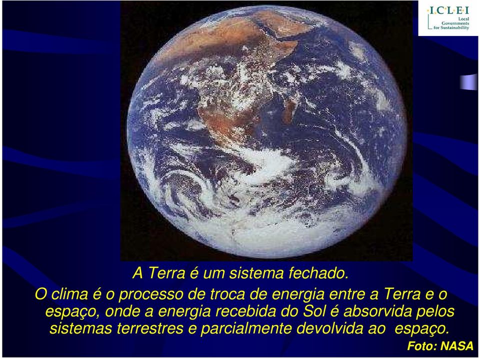 Terra e o espaço, onde a energia recebida do Sol é