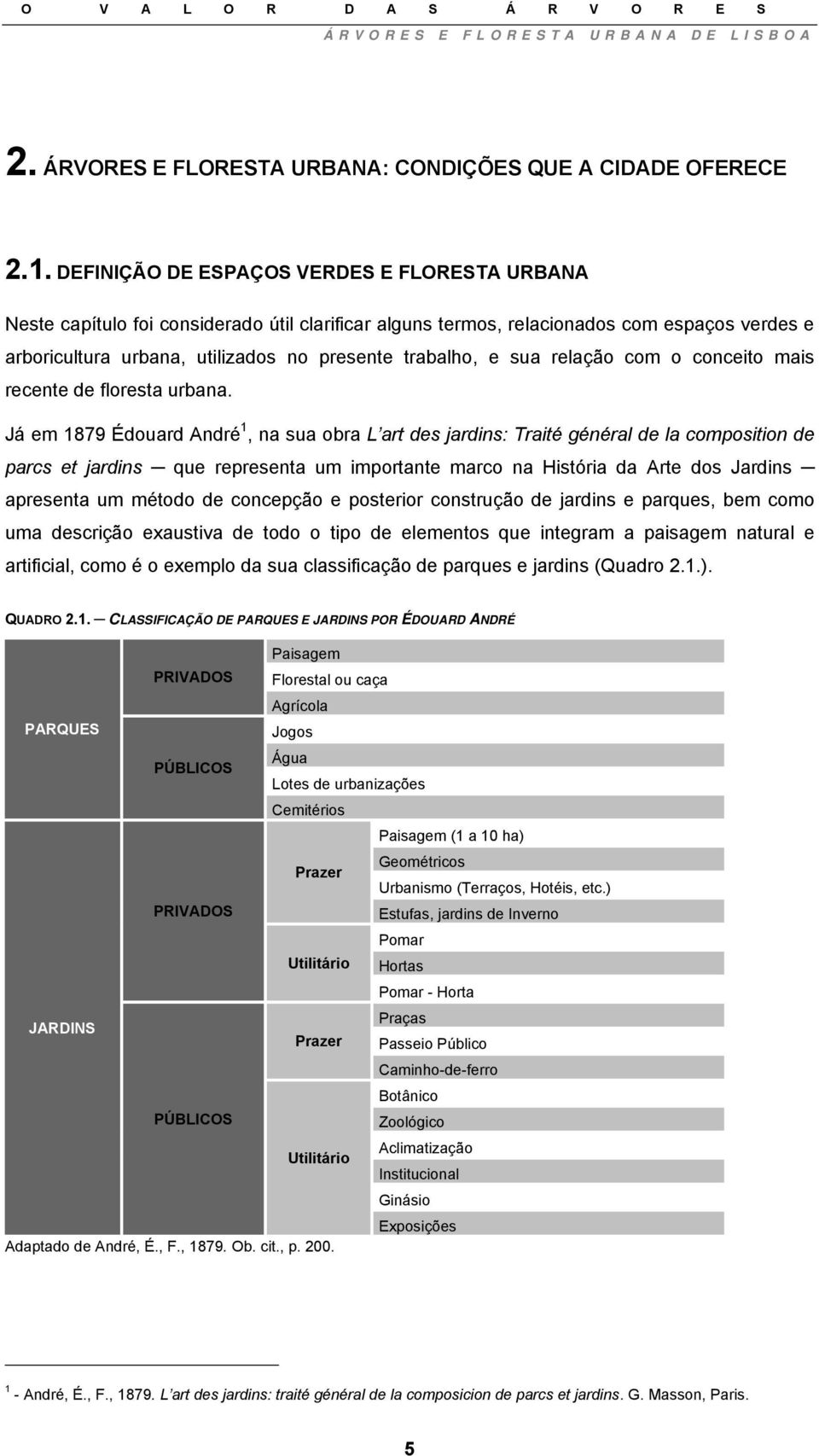 sua relação com o conceito mais recente de floresta urbana.