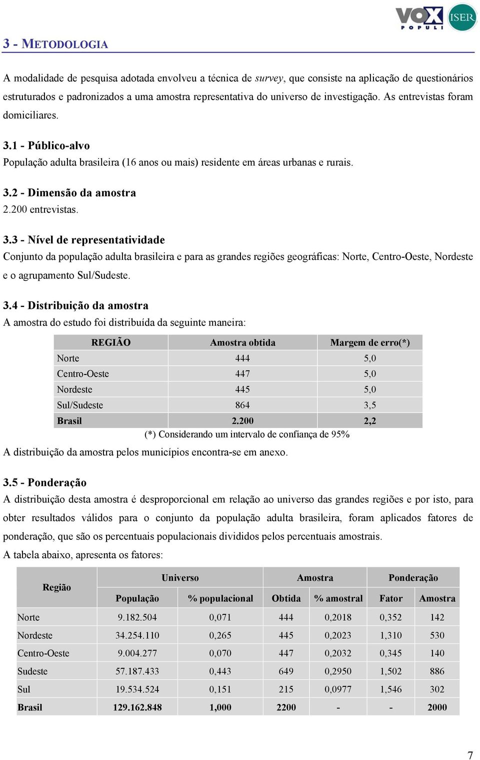 1 - Público-alvo População adulta brasileira (16 anos ou mais) residente em áreas urbanas e rurais. 3.