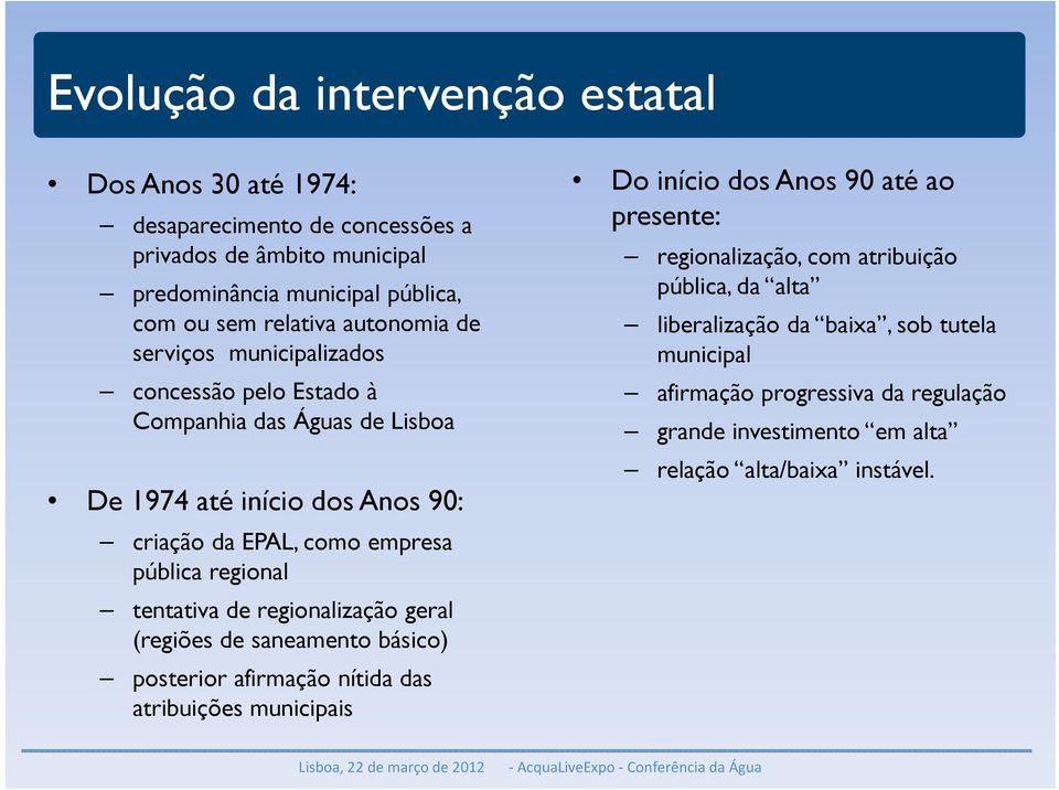 tentativa de regionalização geral (regiões de saneamento básico) posterior afirmação nítida das atribuições municipais Do início dos Anos 90 até ao presente: