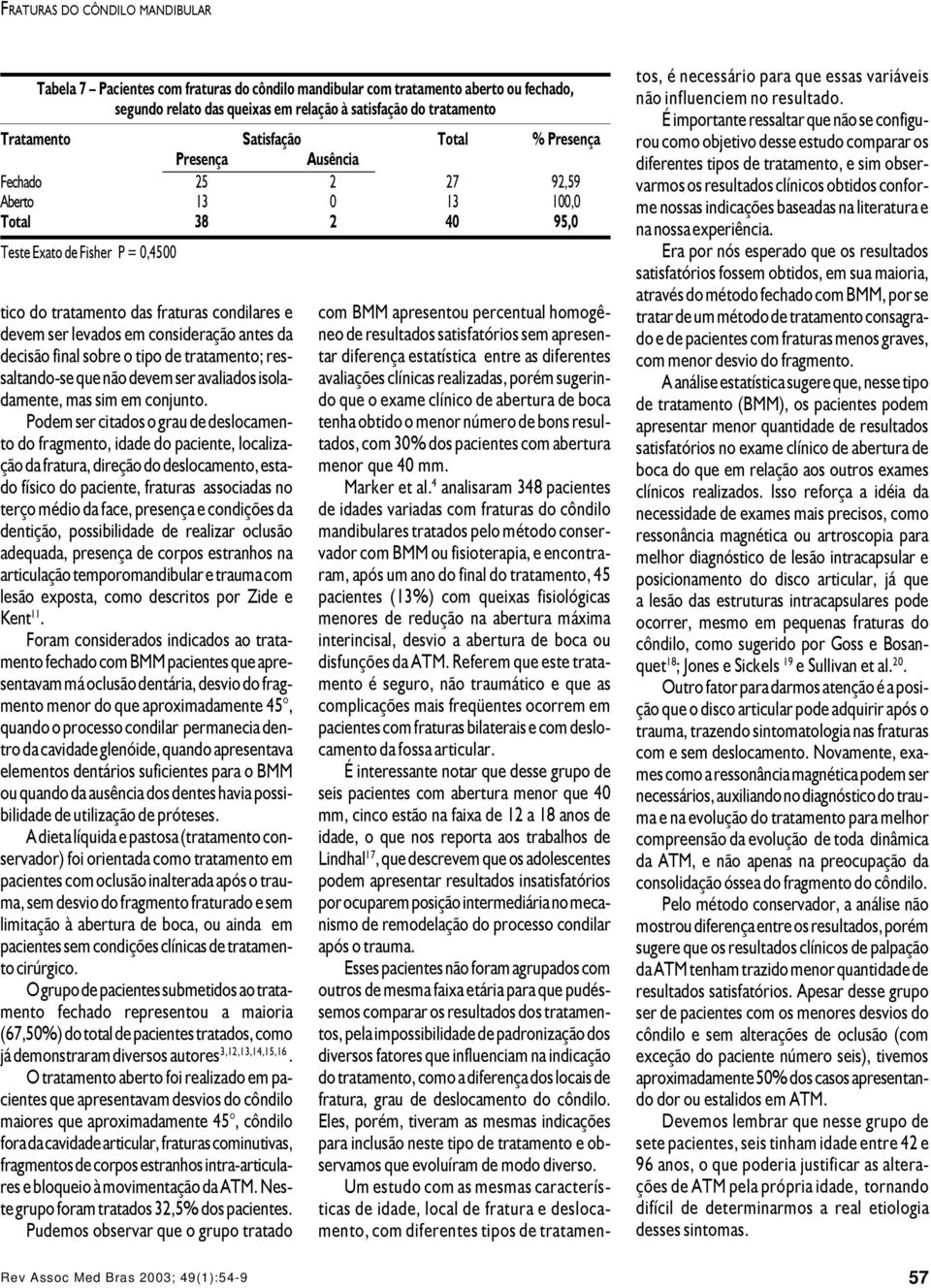 levados em consideração antes da decisão final sobre o tipo de tratamento; ressaltando-se que não devem ser avaliados isoladamente, mas sim em conjunto.