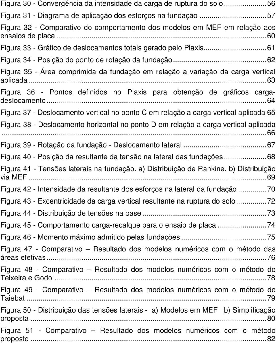 .. 61 Figura 34 - Posição do ponto de rotação da fundação... 62 Figura 35 - Área comprimida da fundação em relação a variação da carga vertical aplicada.