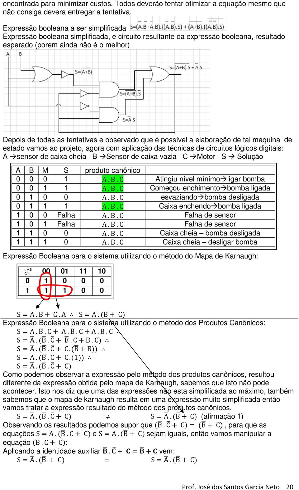 observado que é possível a elaboração de tal maquina de estado vamos ao projeto, agora com aplicação das técnicas de circuitos lógicos digitais: A sensor de caixa cheia B Sensor de caixa vazia C