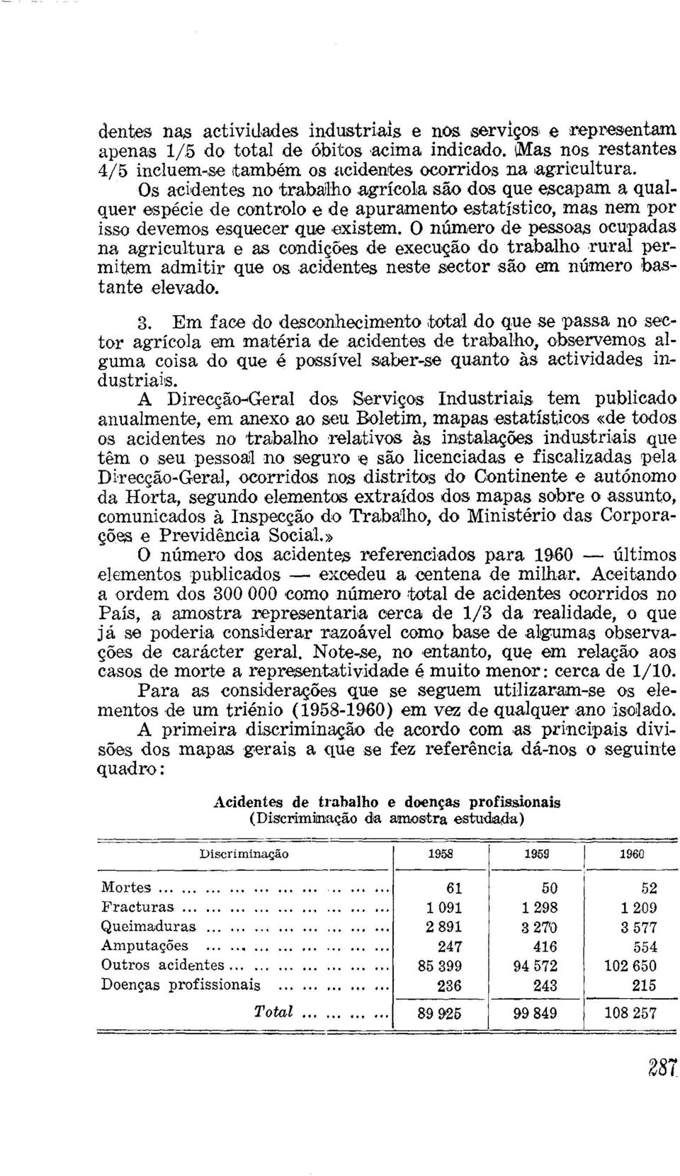 O número de pessoas ocupadas na agricultura e as condições de execução do trabalho rural permitem admitir que os acidentes neste sector são em número bastante elevado. 3.