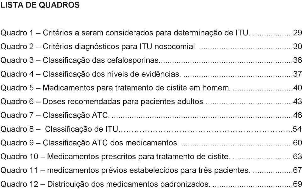 ...40 Quadro 6 Doses recomendadas para pacientes adultos....43 Quadro 7 Classificação ATC....46 Quadro 8 Classificação de ITU.