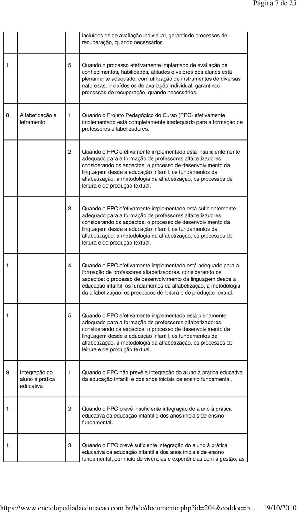 incluídos os de avaliação individual, garantindo processos de recuperação, quando necessários. 8.