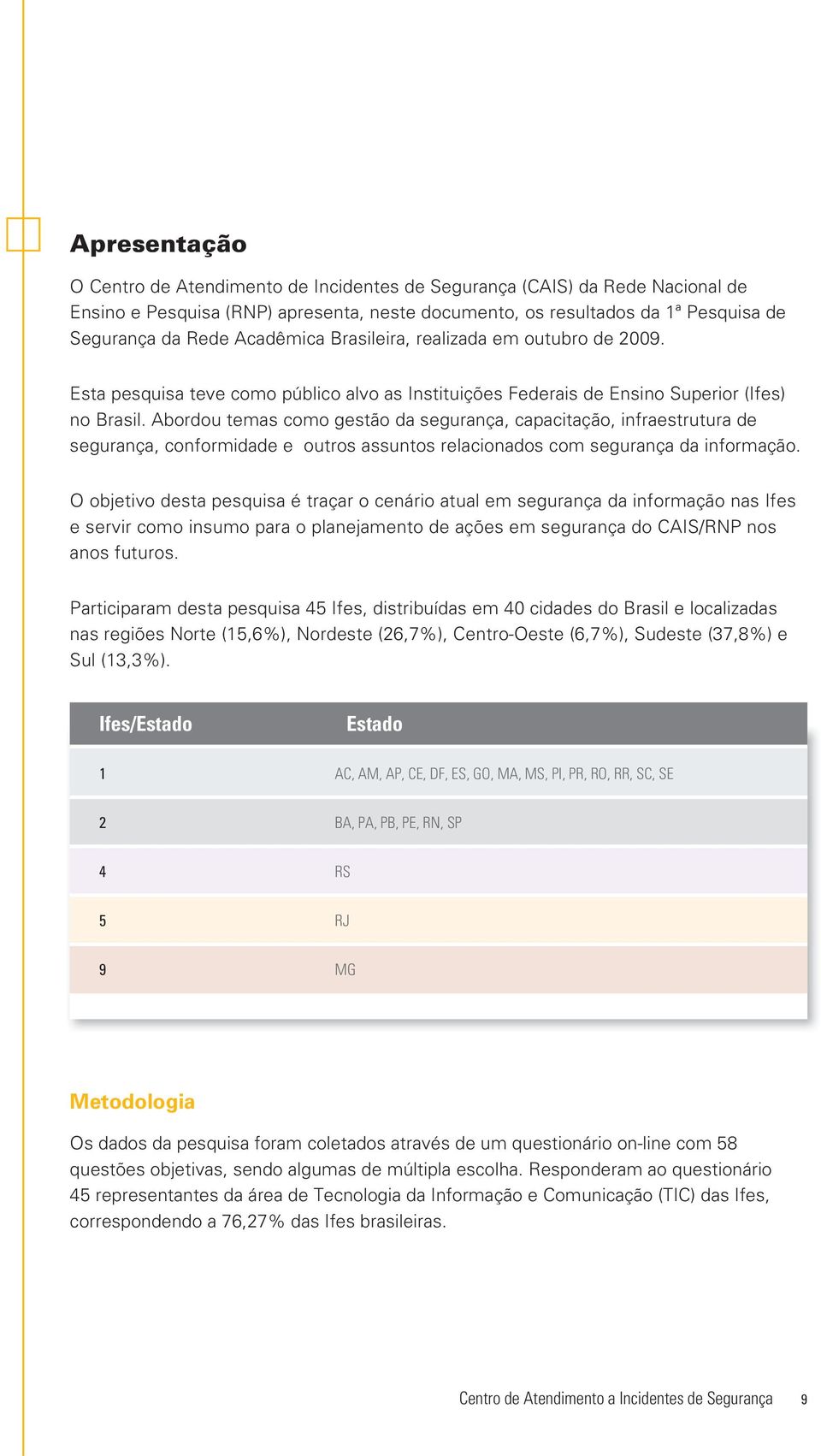 Abordou temas como gestão da segurança, capacitação, infraestrutura de segurança, conformidade e outros assuntos relacionados com segurança da informação.