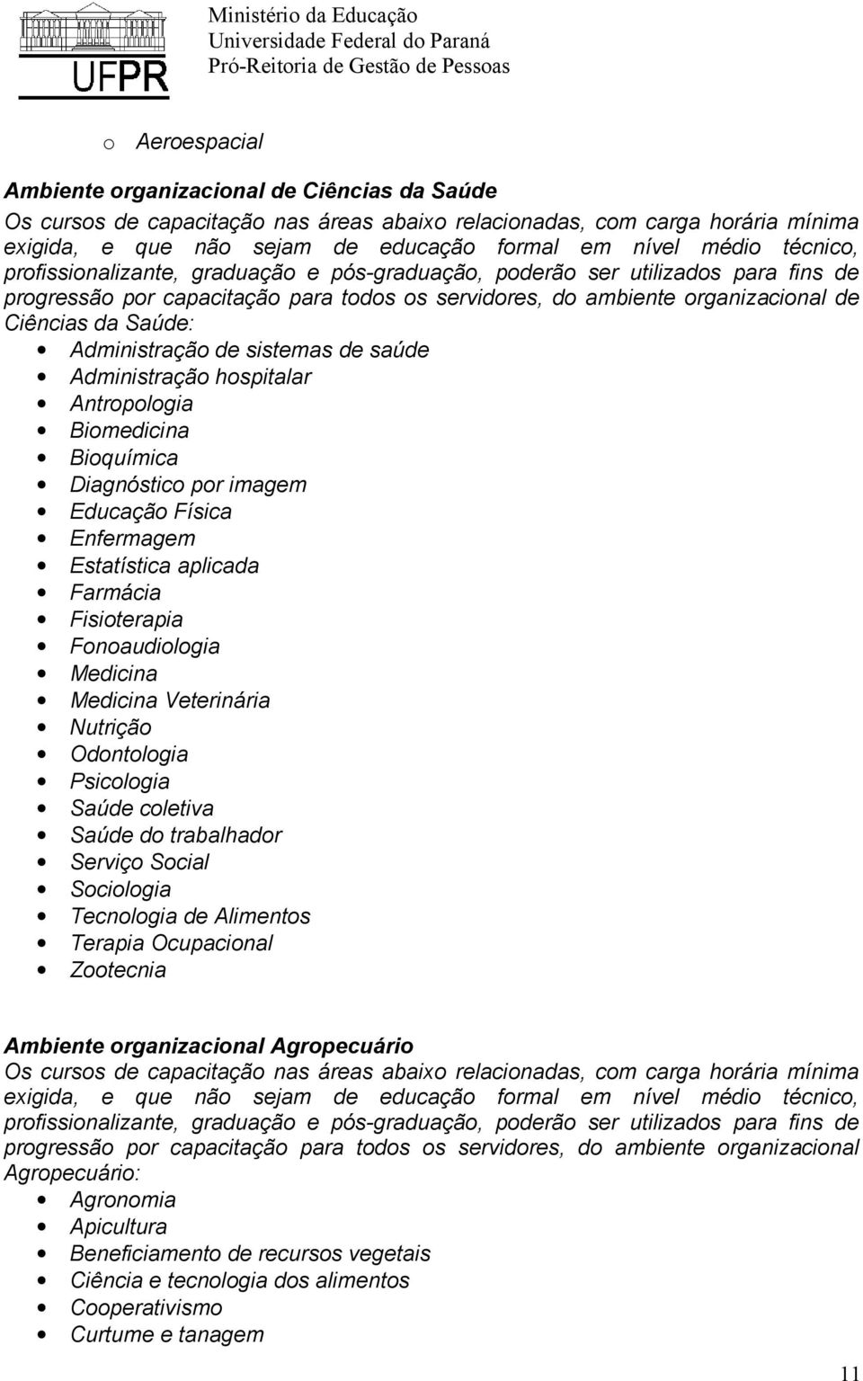 Bioquímica Diagnóstico por imagem Educação Física Enfermagem Estatística aplicada Farmácia Fisioterapia Fonoaudiologia Medicina Medicina Veterinária Nutrição Odontologia Psicologia Saúde coletiva