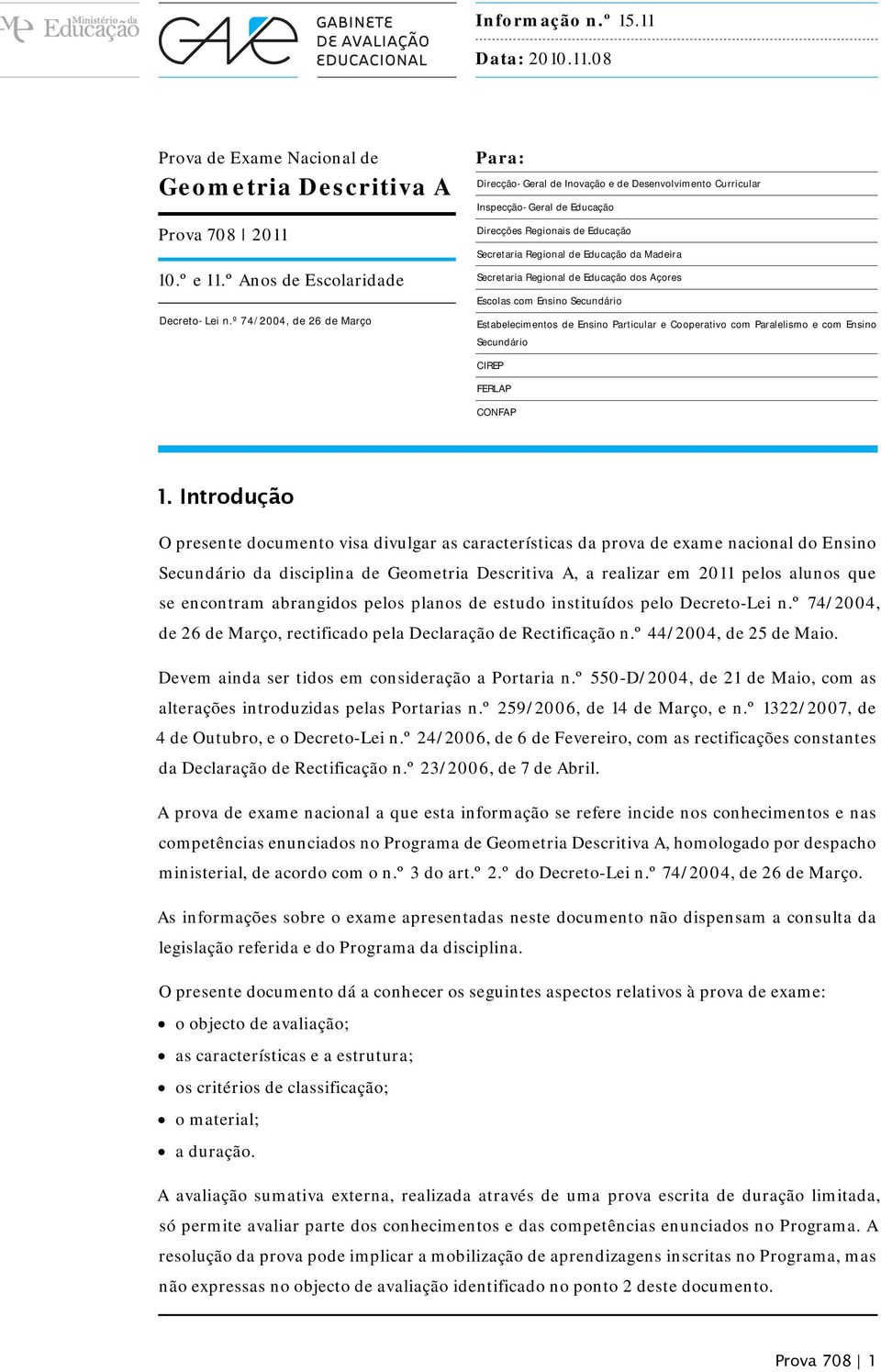 Secretaria Regional de Educação dos Açores Escolas com Ensino Secundário Estabelecimentos de Ensino Particular e Cooperativo com Paralelismo e com Ensino Secundário CIREP FERLAP CONFAP 1.