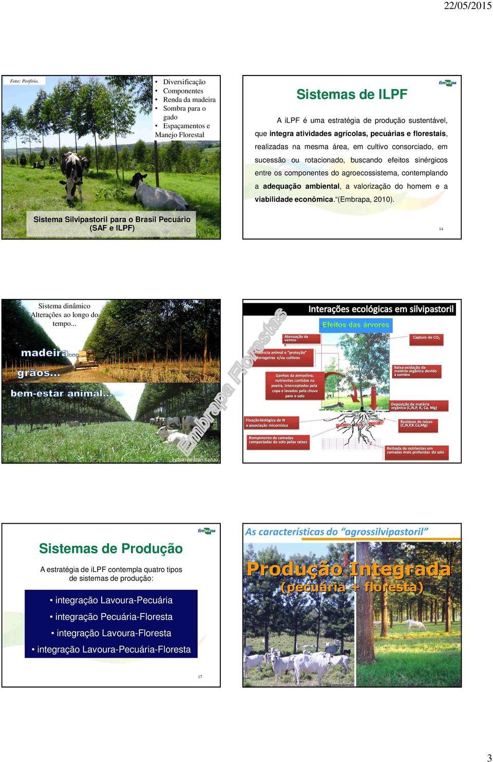 pecuárias e florestais, realizadas na mesma área, em cultivo consorciado, em sucessão ou rotacionado, buscando efeitos sinérgicos entre os componentes do agroecossistema, contemplando a adequação