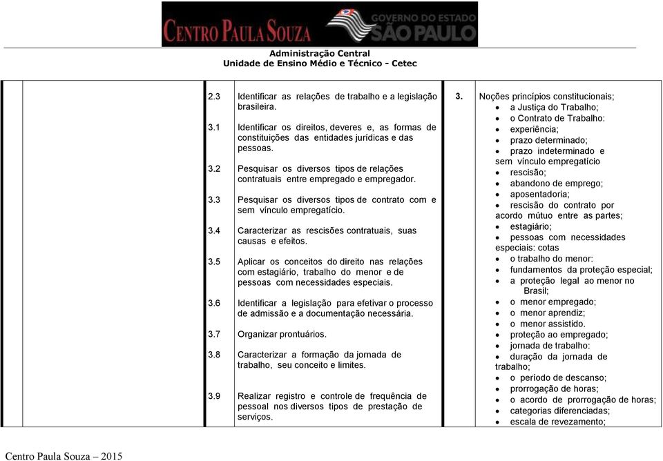 Pesquisar os diversos tipos de contrato com e sem vínculo empregatício. Caracterizar as rescisões contratuais, suas causas e efeitos.