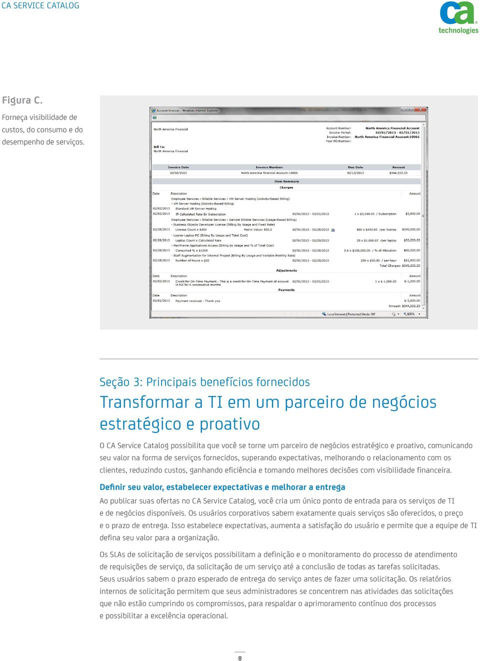 proativo, comunicando seu valor na forma de serviços fornecidos, superando expectativas, melhorando o relacionamento com os clientes, reduzindo custos, ganhando eficiência e tomando melhores decisões