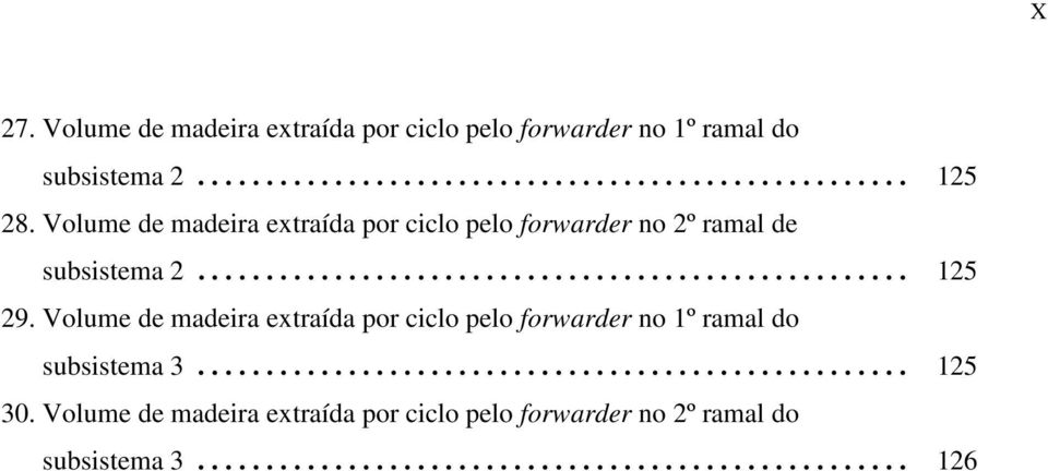 Volume de madeira extraída por ciclo pelo forwarder no 1º ramal do subsistema 3.................................................... 30.